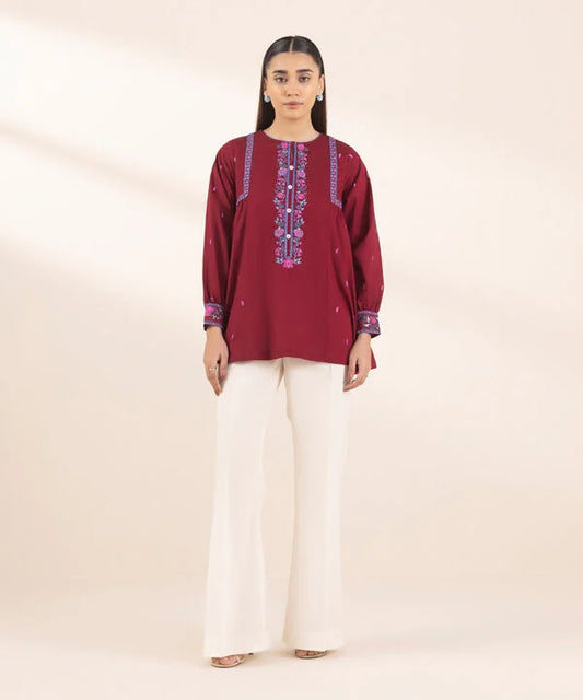 Embroidered Cambric Peplum