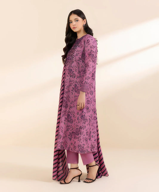 3 Piece - Embroidered Cambric Suit