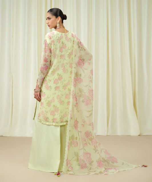 3 Piece - Embroidered Chiffon Suit