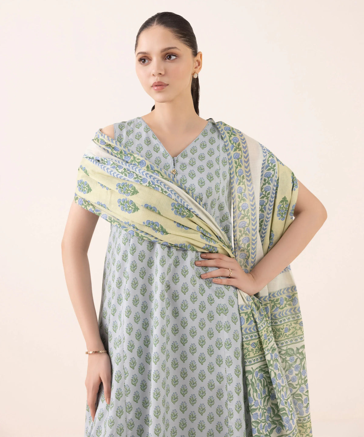 3 Piece - Printed Light Linen Suit