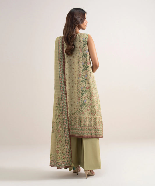 3 Piece - Printed Zari Lawn Suit