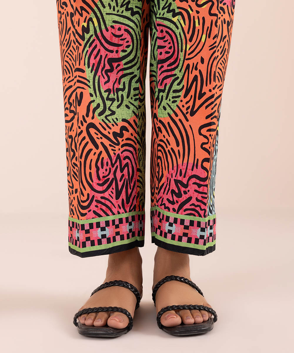 Printed Lawn Straight Pants