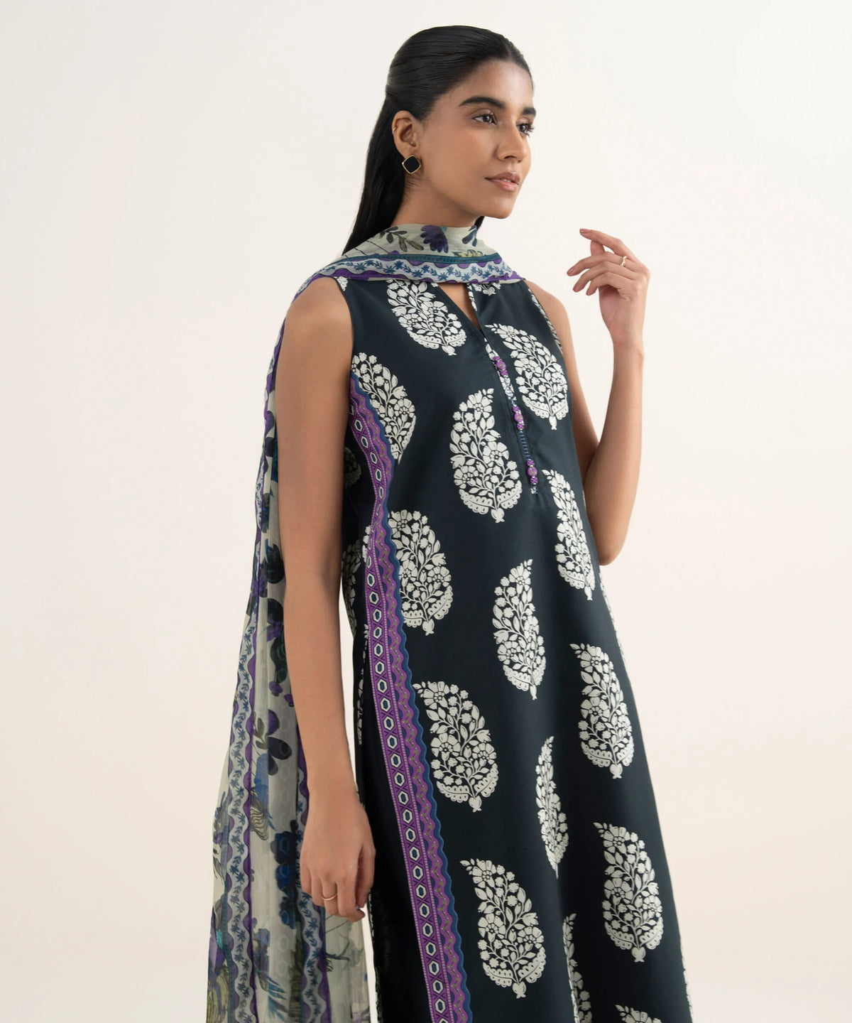 3 Piece - Printed Cotton Suit