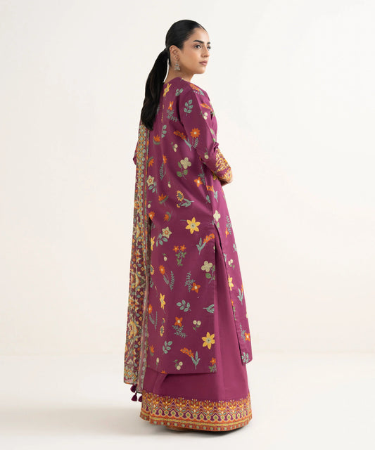3 Piece - Embroidered Cotton Suit