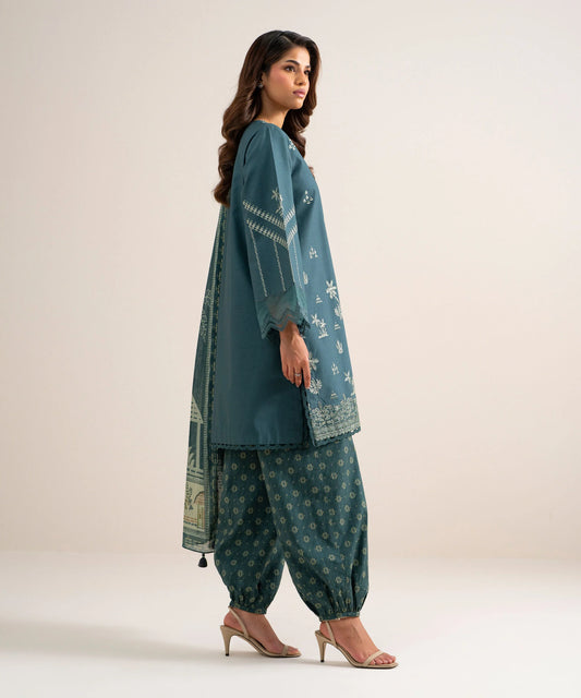 3 Piece - Embroidered Cotton Suit