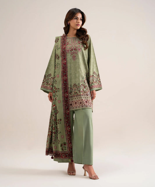 3 Piece - Embroidered Cotton Viscose Suit