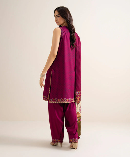 3 Piece - Embroidered Linen Suit