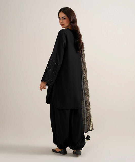 3 Piece - Embroidered Linen Suit