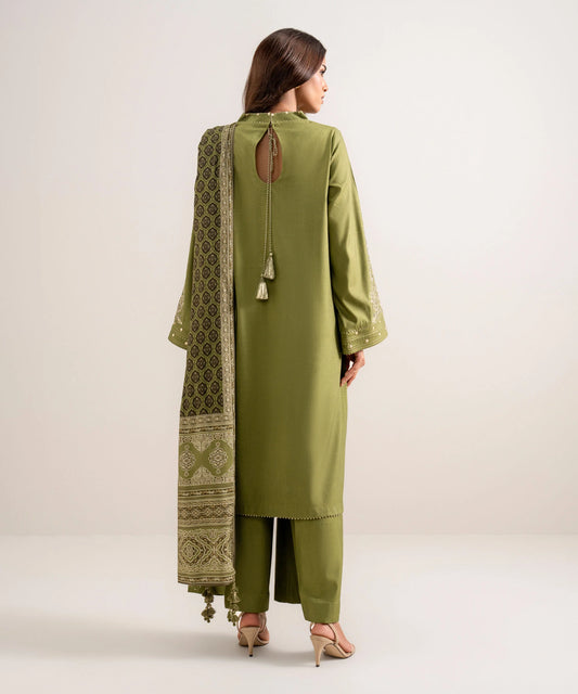 3 Piece - Embroidered Linen Suit