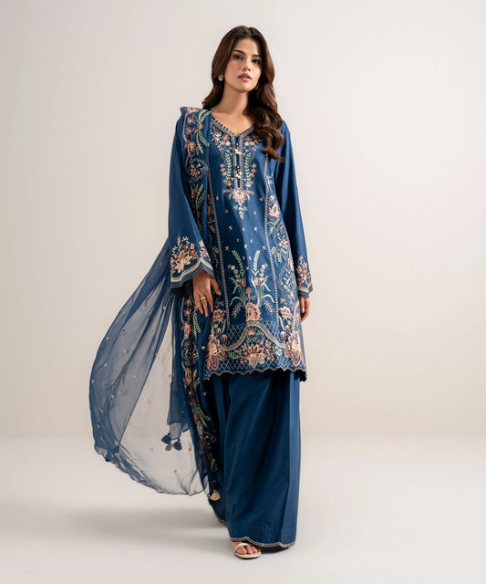 3 Piece - Embroidered Cotton Viscose Suit