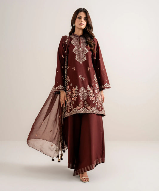 3 Piece - Embroidered Cotton Viscose Suit