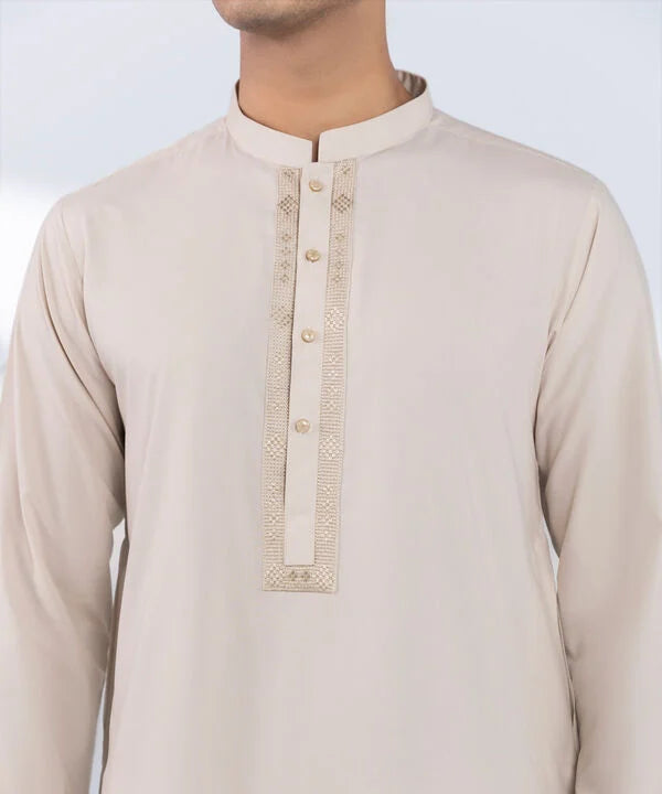 Embroidered Viscose Blended Suit - Regular Fit