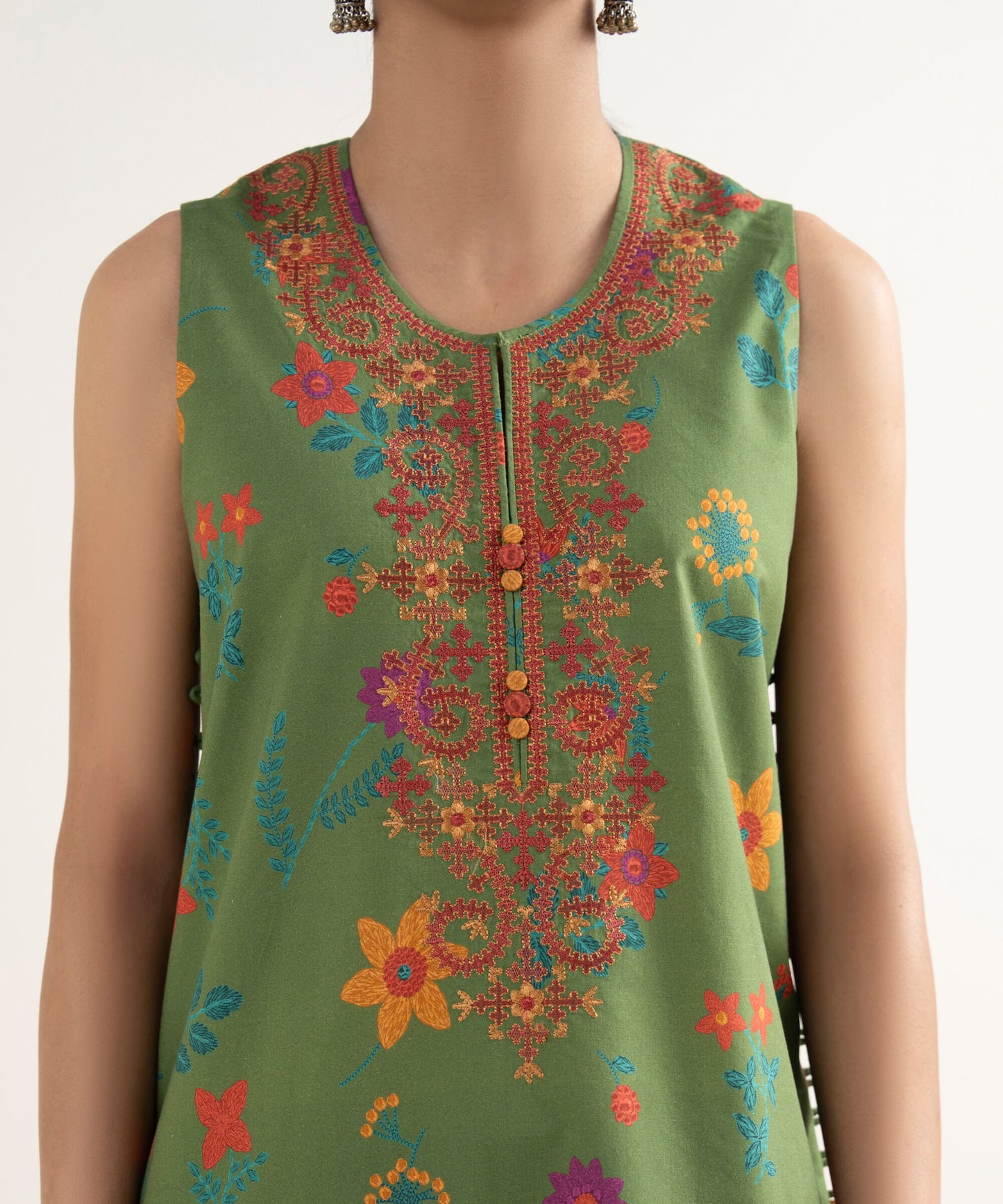 3 Piece - Embroidered Cotton Suit