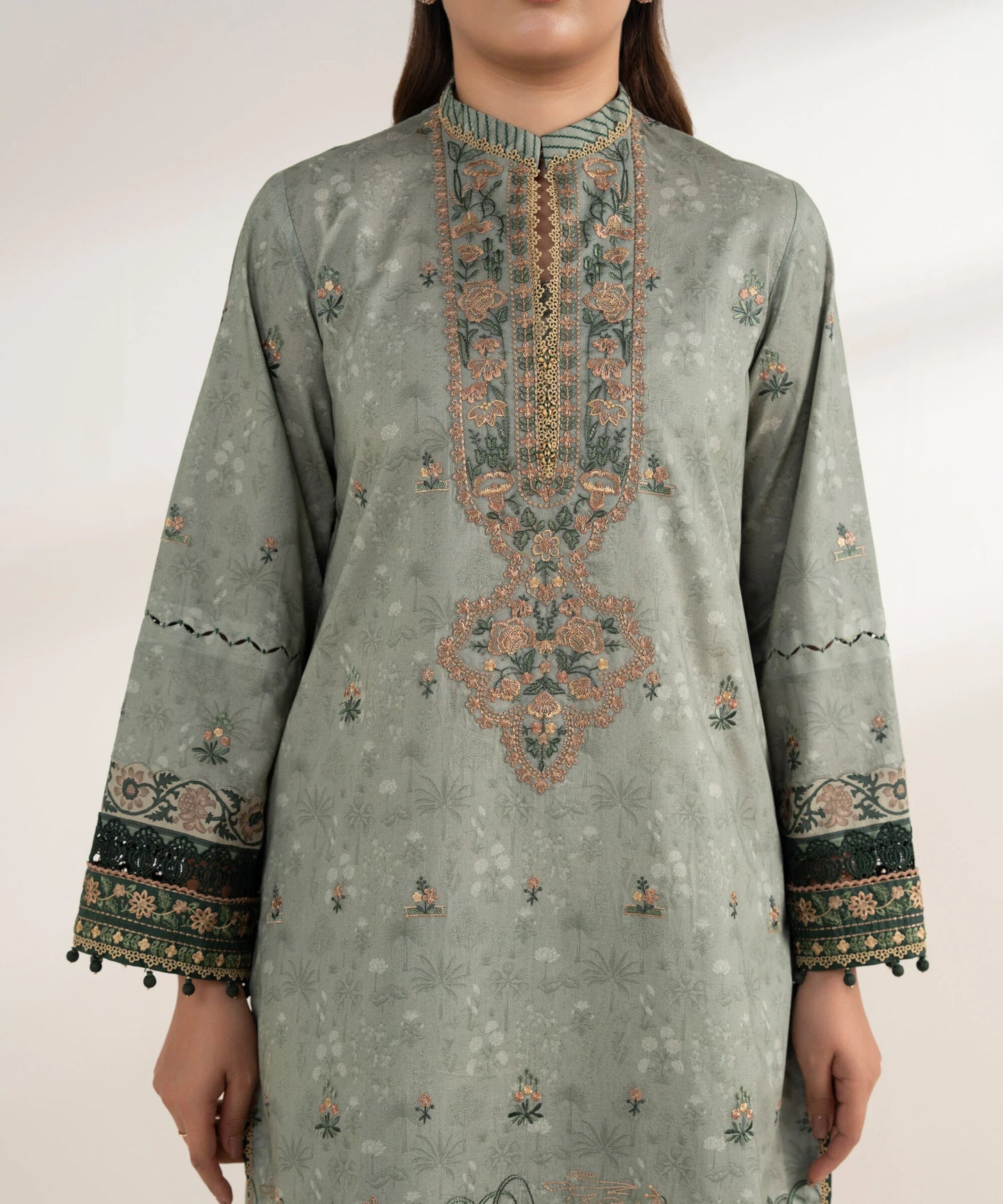 3 Piece - Embroidered Cotton Suit