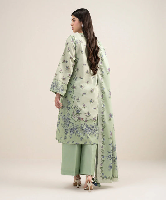 3 Piece - Printed Zari Lawn Suit