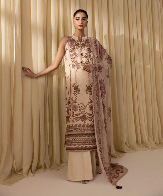 3 Piece - Embroidered Cotton Jacquard Suit