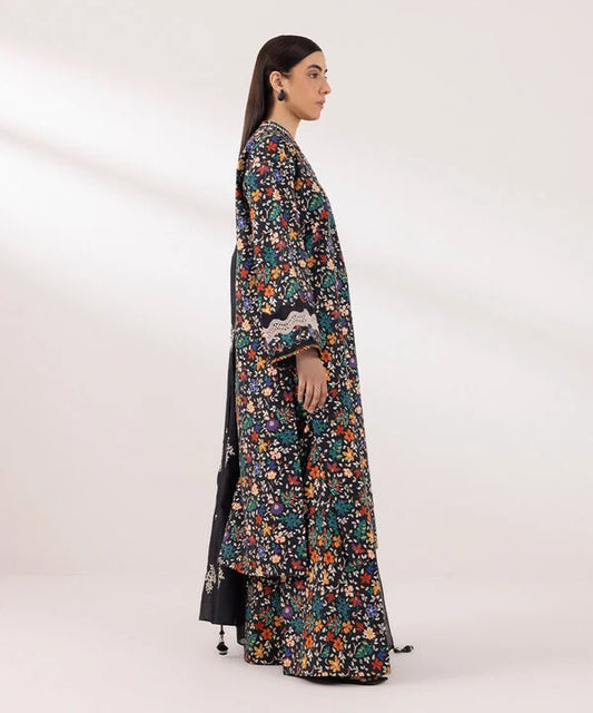 Printed Cambric Boot-cut Pants