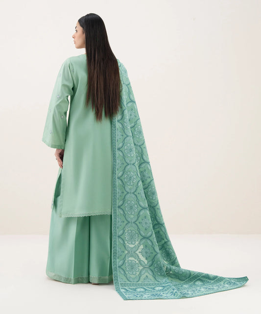 3 Piece - Embroidered Cotton Suit