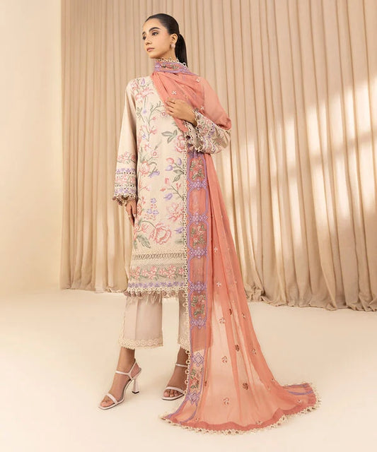 3 Piece - Embroidered Dobby Suit