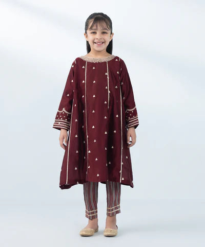 2 Piece - Embroidered Cotton Net Suit
