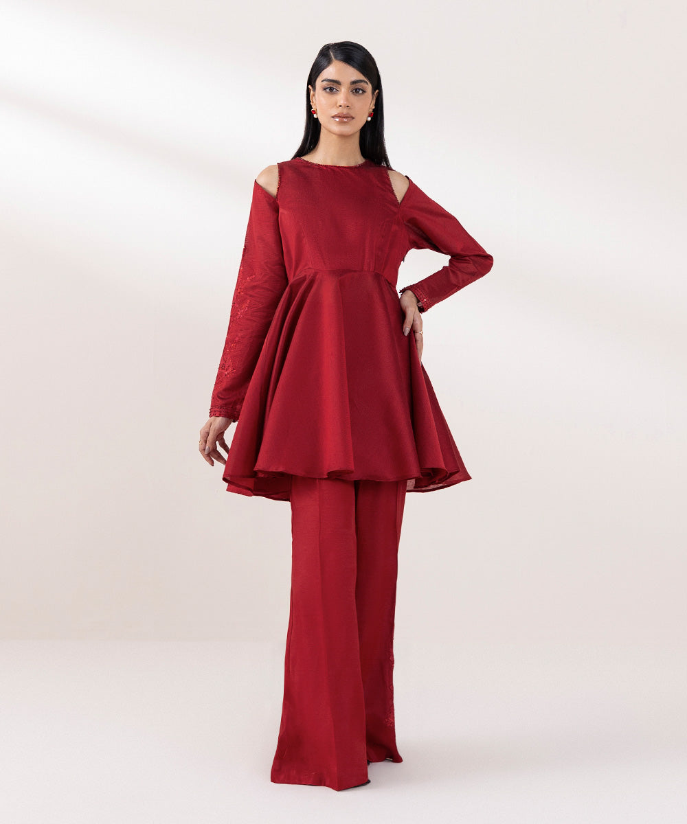 2 Piece - Embroidered Cotton Net Suit