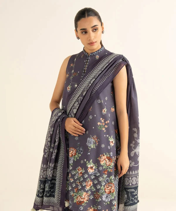 3 Piece - Printed Light Khaddar Suit