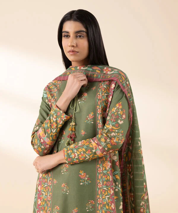 3 Piece - Printed Zari Lawn Suit