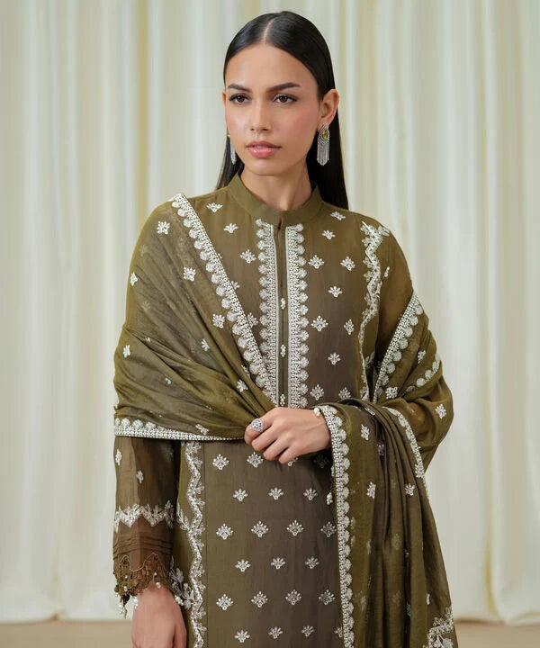 3 Piece - Embroidered Muslin Suit