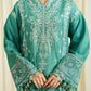3 Piece - Embroidered Raw Silk Suit