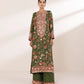 2 Piece - Embroidered Raw Silk Suit