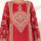 2 Piece - Embroidered Raw Silk Suit