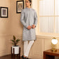 Schiffli Embroidered Cotton Kurta - Slim Fit