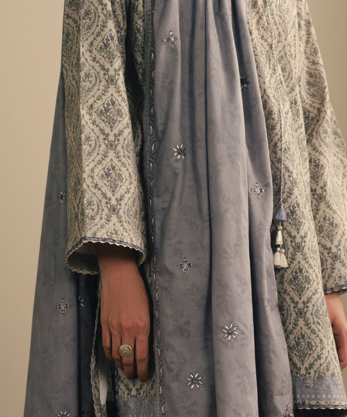 3 Piece - Embroidered Crosshatch Suit