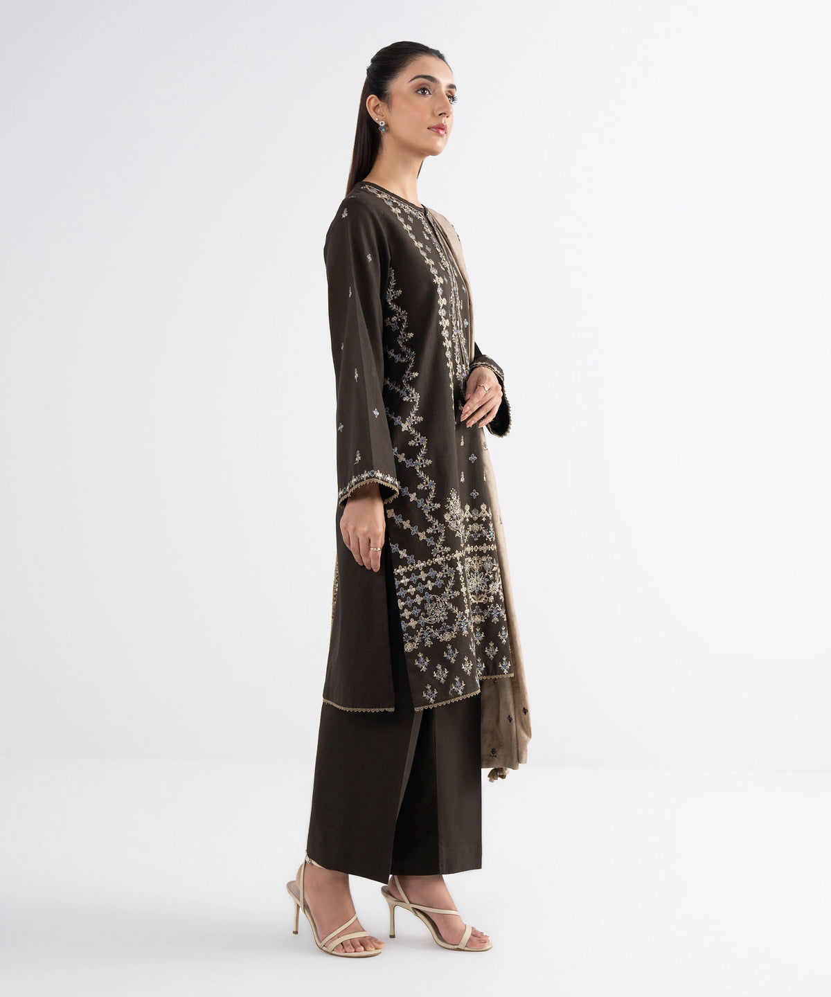 3 Piece - Embroidered Crosshatch Suit