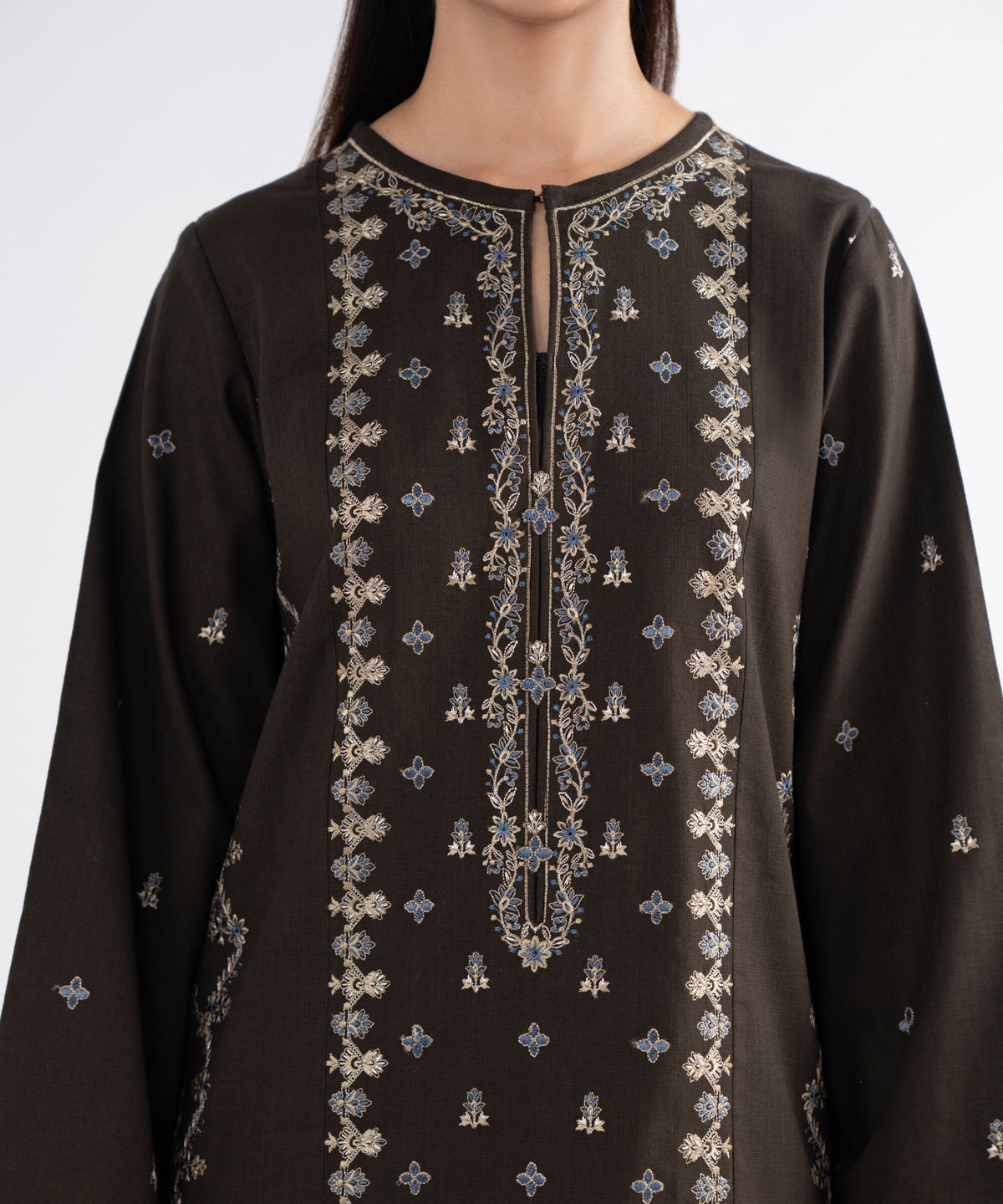 3 Piece - Embroidered Crosshatch Suit
