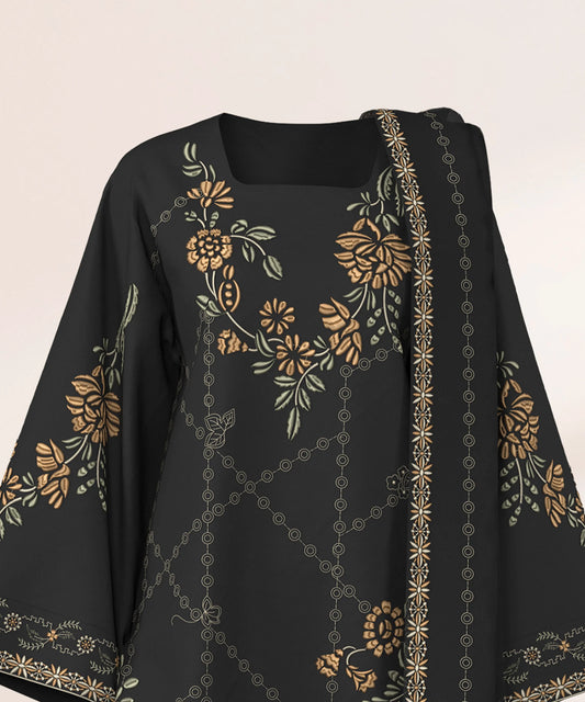 3 Piece - Embroidered Cotton Jacquard Suit