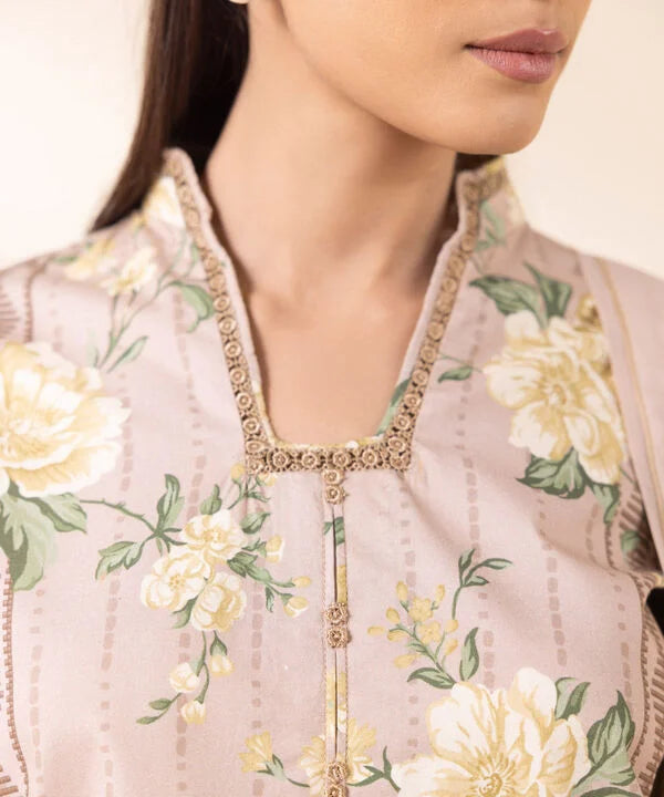 2 Piece - Embroidered Cotton Suit