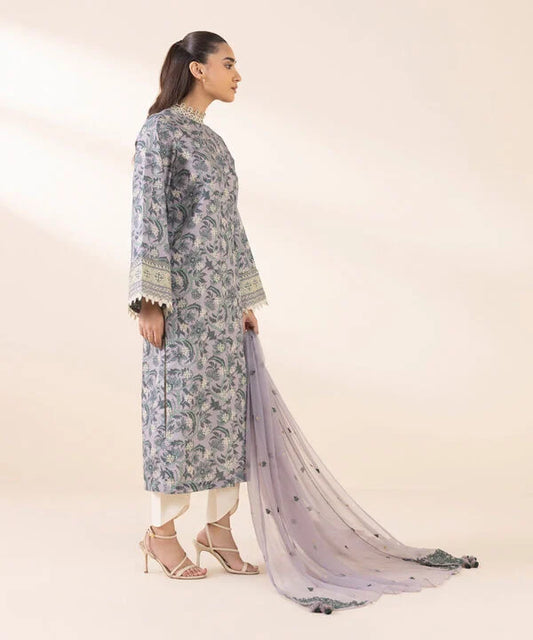 2 Piece - Embroidered Cotton Suit
