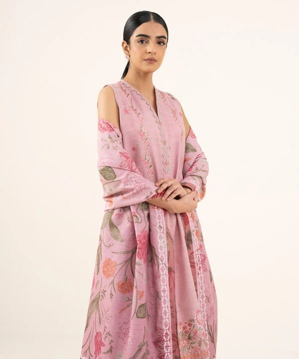 2 Piece - Embroidered Khaddar Suit