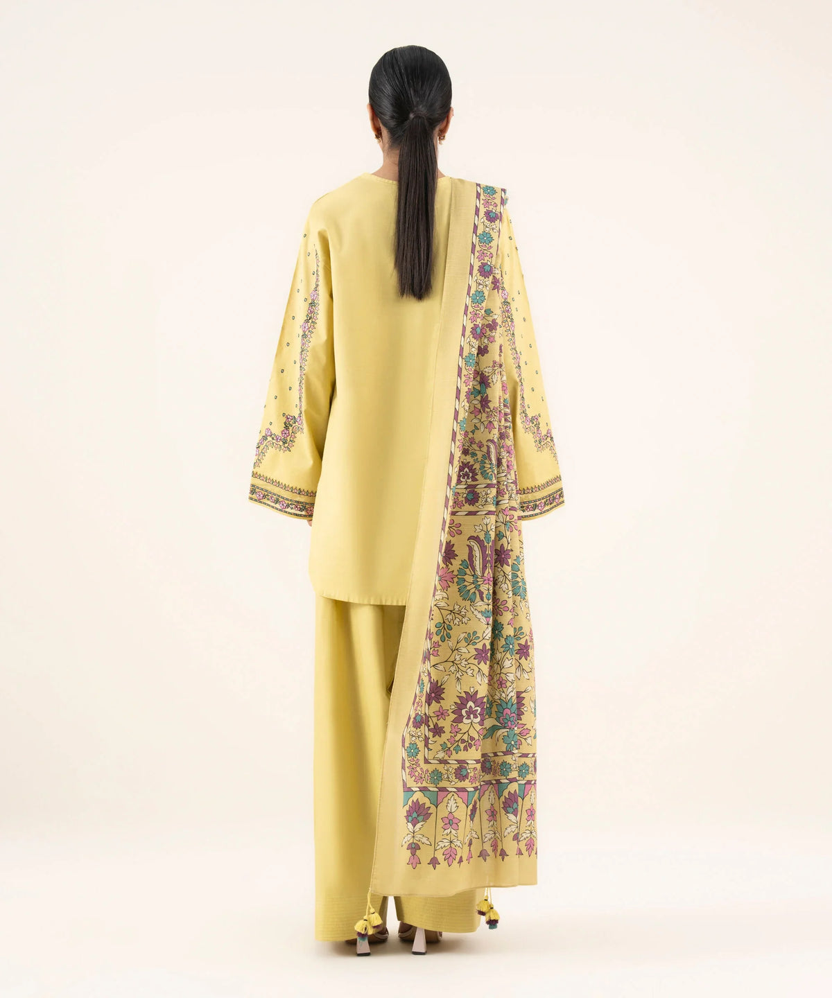 2 Piece - Embroidered Cotton Suit