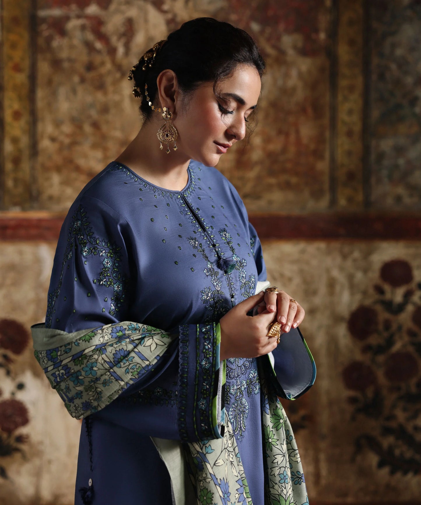 2 Piece - Embroidered Cotton Suit