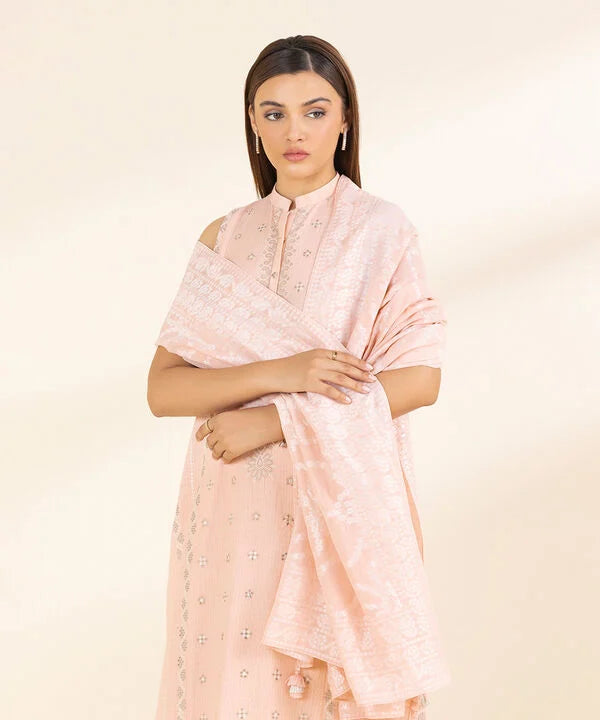 3 Piece - Embroidered Dobby Suit