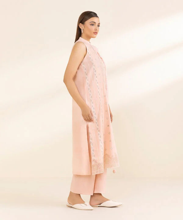 3 Piece - Embroidered Dobby Suit