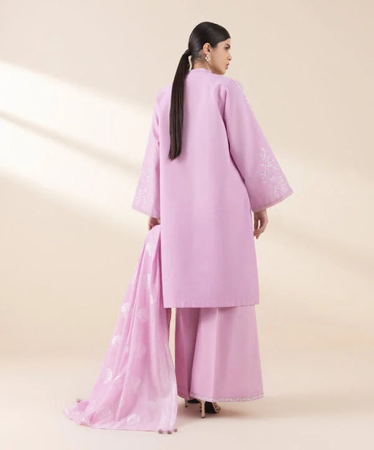 3 Piece - Embroidered Dobby Suit
