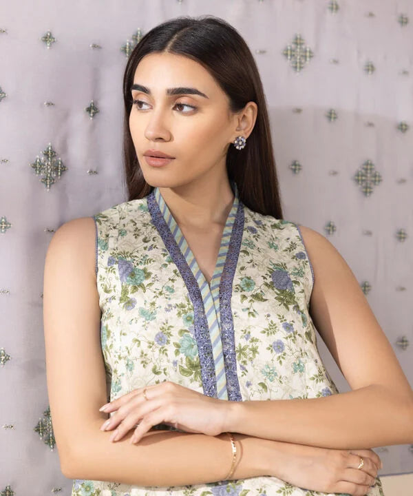 2 Piece - Embroidered Cotton Suit