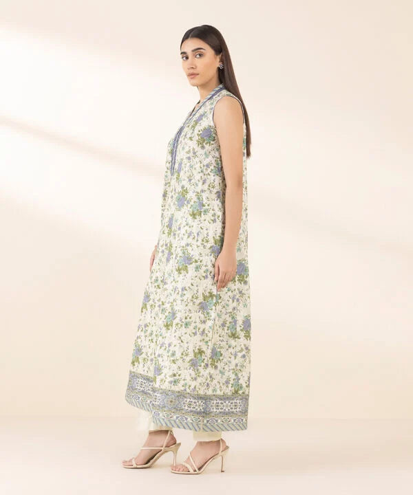 2 Piece - Embroidered Cotton Suit