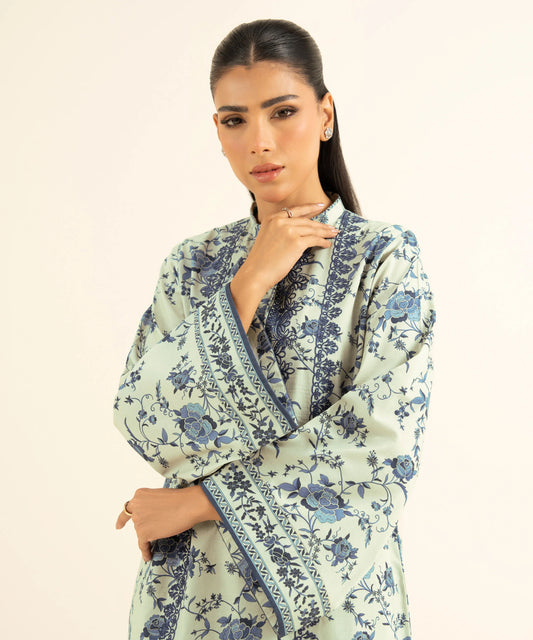 2 Piece - Embroidered Cotton Suit