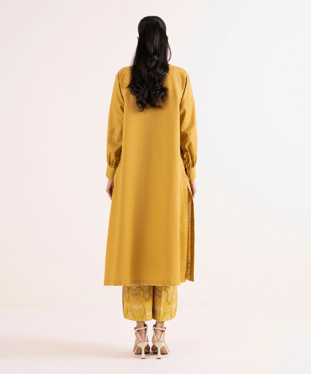 2 Piece - Embroidered Cotton Suit