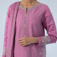 3 Piece - Embroidered Cotton Satin Suit