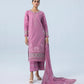 3 Piece - Embroidered Cotton Satin Suit
